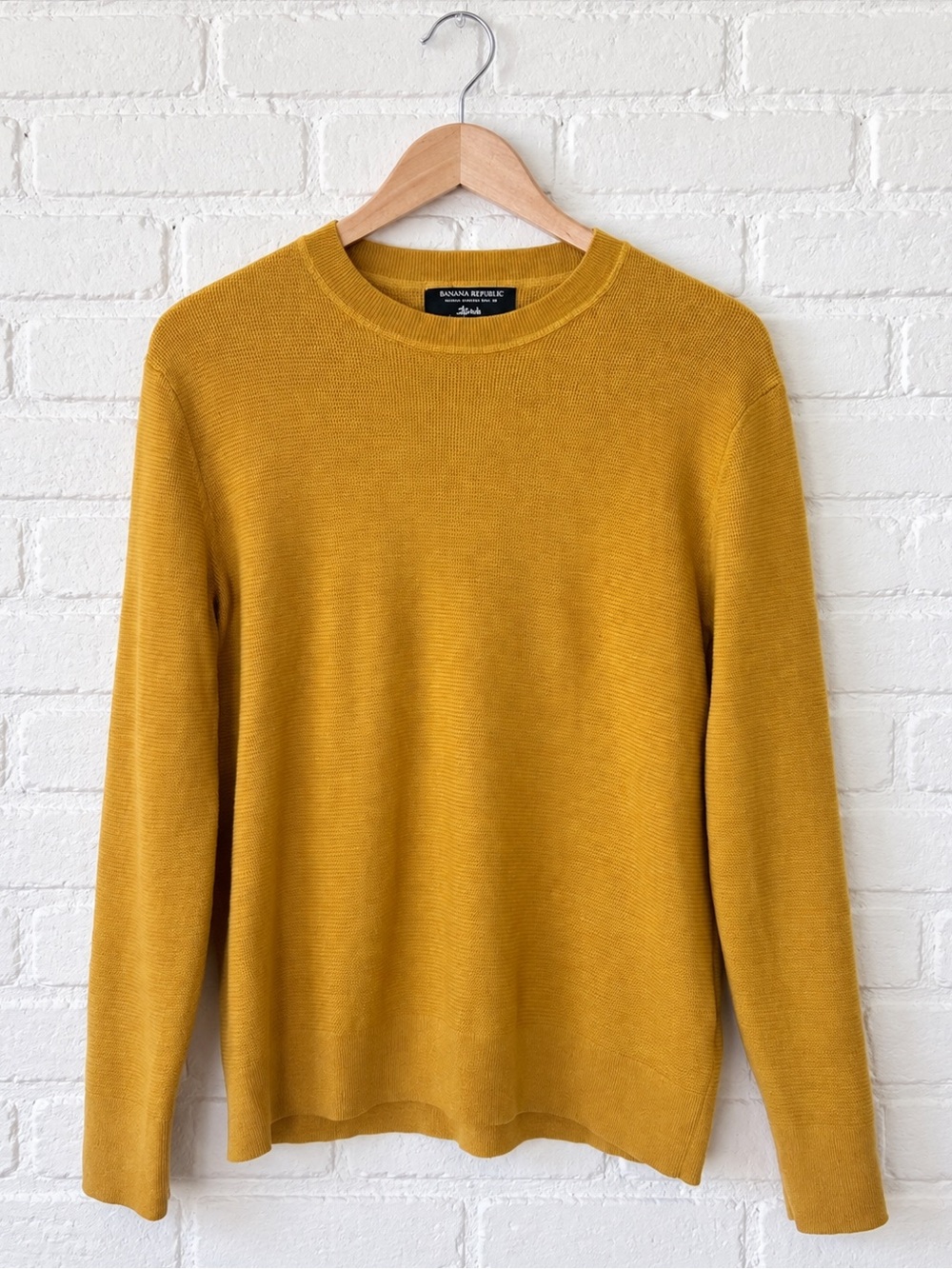 Banana Republic Italian Merino Wool by Baruffa Sweater, Yellow Heather, Large